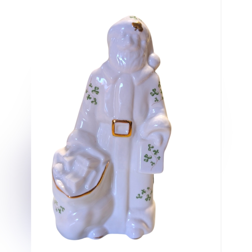 Royal Tara Irish Santa White and Gold Figurine with Green Accents